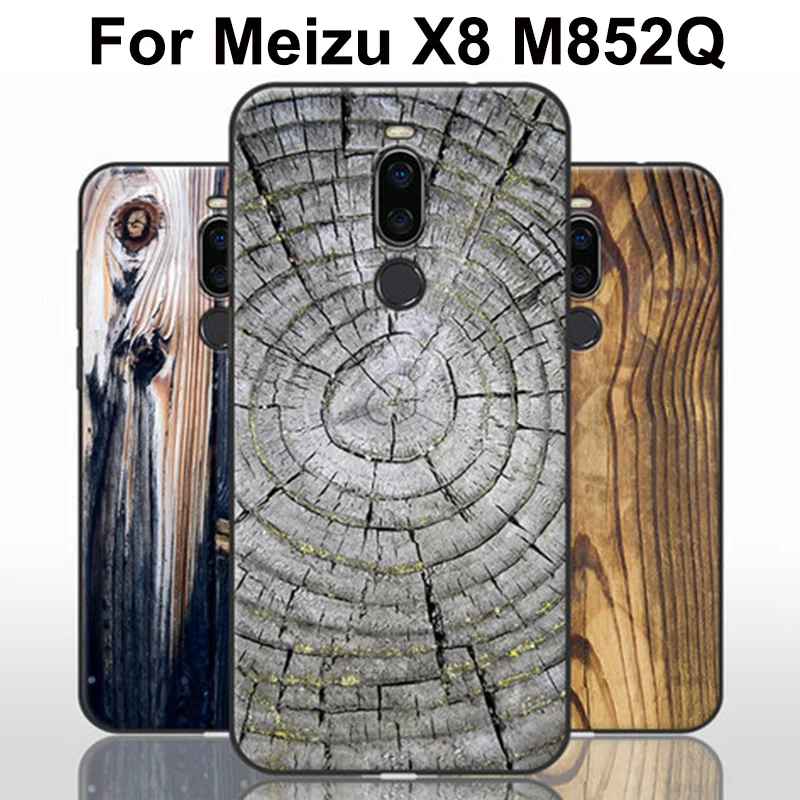 

For Mei zu X8 M852Q Case wood stone style soft Silicone phone Case MeizuX8 back Cover ForMeizu X8 X 8 M852Q Protection Shell