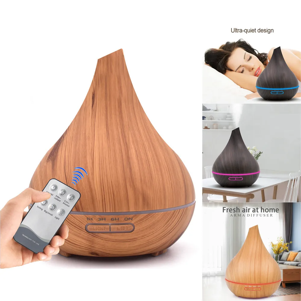 

Electric Humidifier Aroma Oil Diffuser Ultrasonic Wood Grain Air Humidifier USB Mini Mist Maker LEDLight For Home Office