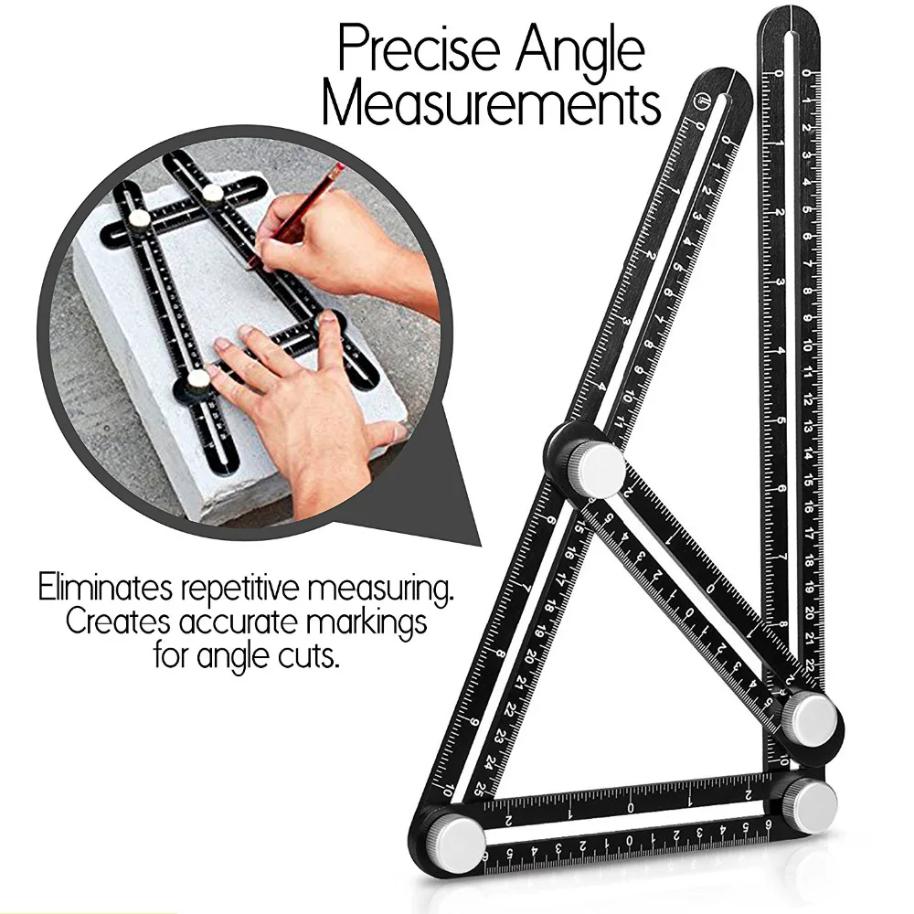 UPGRADED Multi Angle Measuring Ruler Aluminum Angle izer Template Tool With Metal Screws For