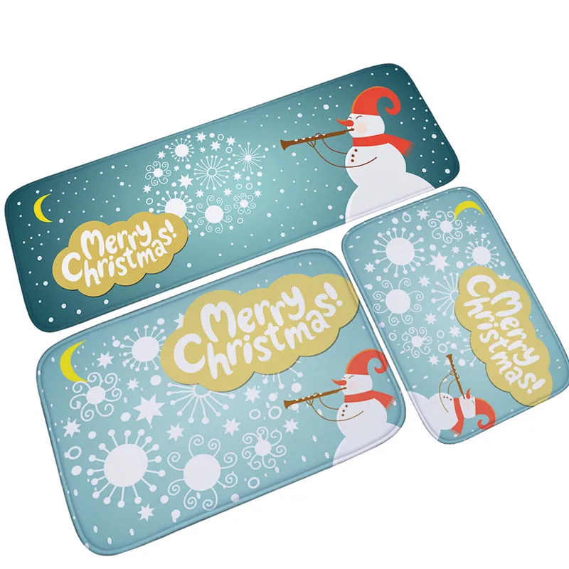3 шт./компл. веселый коврик с рождественским дизайном для гостиной половик из ворсистого флиса напольный околодверный коврик Домашний кухонный набор ковриков