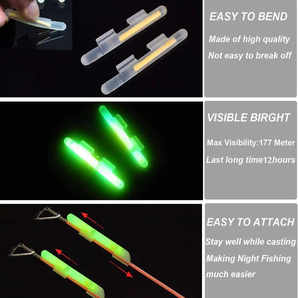 200Pcs 4.5*37mm Fishing Fluorescent Lightstick Float 30m Visible Distance Rod Li - Foto 4