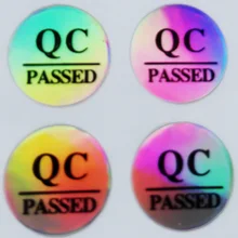 2000 шт/партия 10 мм голограмма Сияющие QC прошли самоклеящиеся прочные наклейки-этикетки из ПЭТ, пункт № GU13