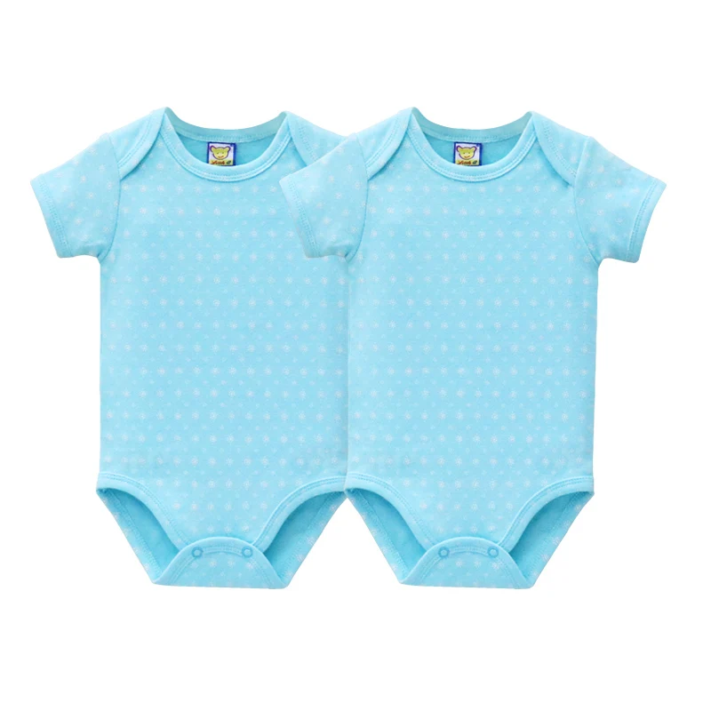 Одежда для малышей; 2 шт./лот; Одежда для новорожденных; ползунки с короткими рукавами для мальчиков и девочек; цельный комбинезон - Цвет: 2 PCS Blue