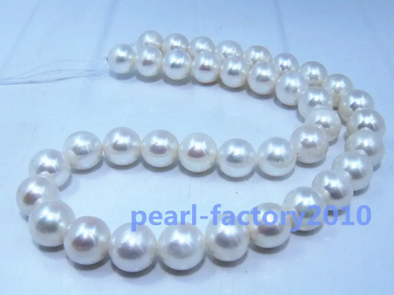 

19" 18" 12-11 MM SOUTH SEA NATURAL White PEARL NECKLACE 14K (0926)