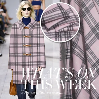 

Free shipping! Fresh and elegant in a thin wool cashmere wool fabrics Shun Plaid autumn and winter coat wool cloth