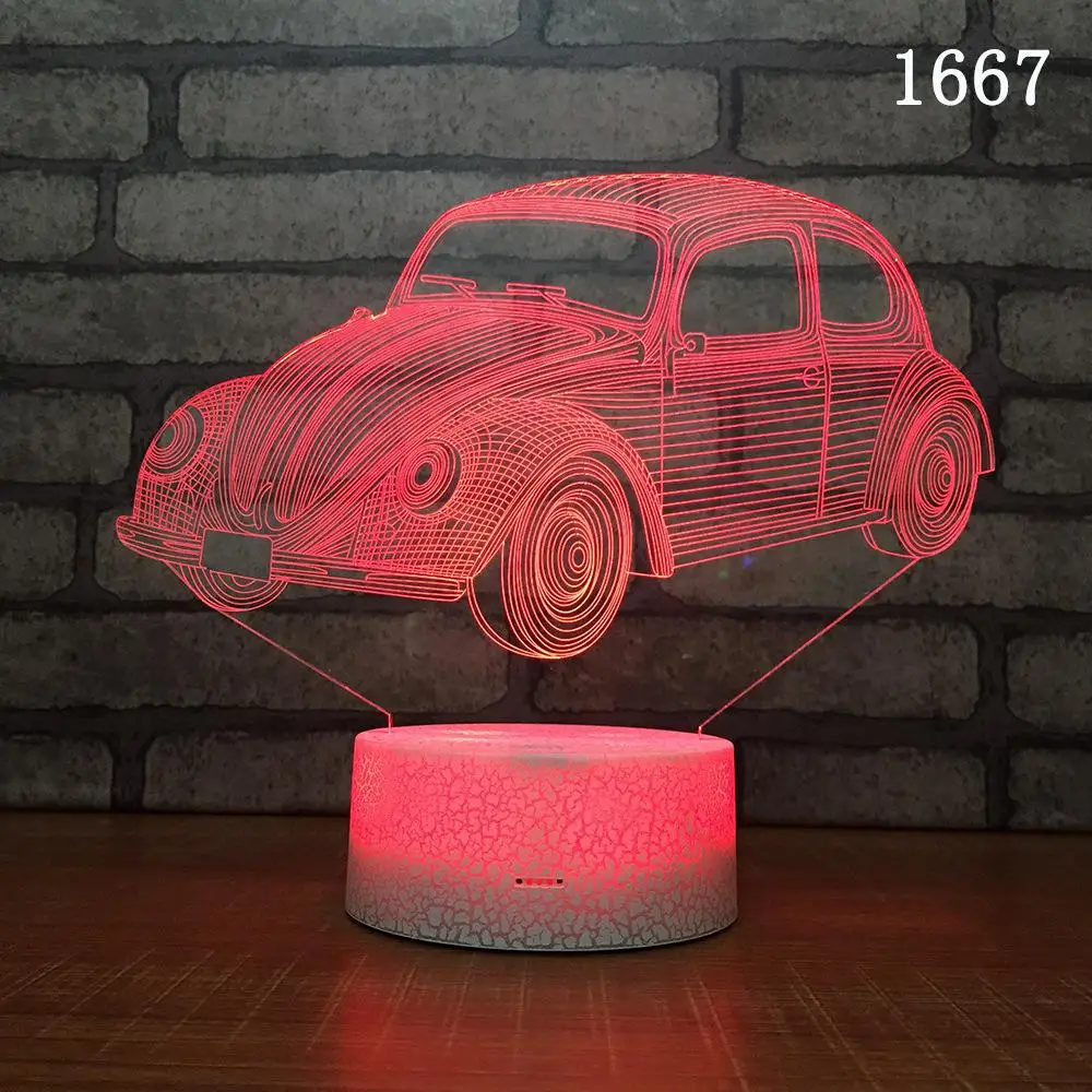 Креативный автомобиль 3d ночник подарок на день рождения спальня прикроватная 3D лампа Usb плагин светодиодный ночник - Испускаемый цвет: D