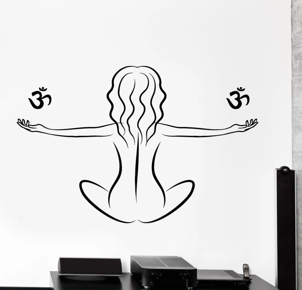 

Buddhism Vinyl Wall Stickers Yoga Om Meditation Girl Wall Sticker Home Interior Decor Living Room Bedroom DIY Mural SA147