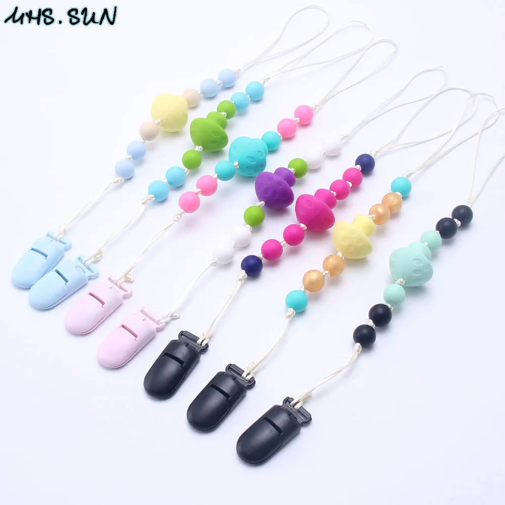 

MHS.SUN Cute mushroom shape silicone baby pacifier clip chain BPA free chewable beaded pacifier clip for nursing teethers toy