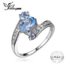 Jewelrypalace pura plata esterlina 925 1.1ct natural blue topazs 3 aniversario anillo de piedra para las mujeres de joyería de moda de regalo de las mujeres