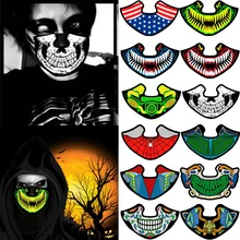 Светодиодная светящаяся маска неоновая страшная маска для вечеринки Хэллоуин фестиваль Звук Музыка активированная маска косплей Ужасы маскарадные Вечерние