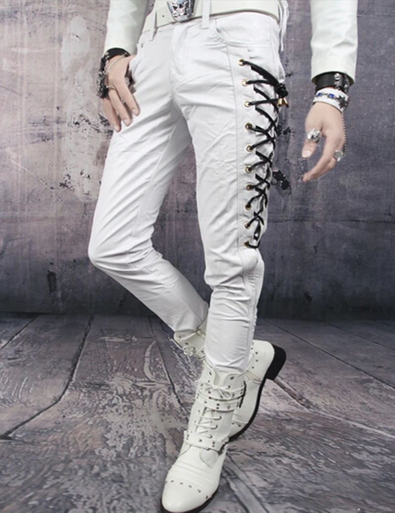 Motorcycle White Leather Pant Slim Fit 