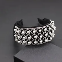 Жемчужные стразы, геометрическое великолепное оголовье, корейская мода, темперамент, роскошная Великолепная повязка на голову с жемчугом и стразами 846