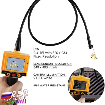 Buy Industrial 2.4 Inch TFT LCD Video Borescope Car Pipe Inspection 10mm Camera Endoscope 180 Degree Rotation Snakescope 2 LED