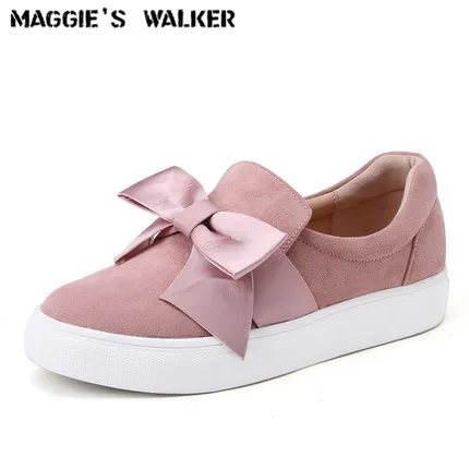 

Maggie's Walker Women Fashion Genuine Leather Butterfly-knot Casual Shoes Slip-on Low-top Casual Shoes Loafers Size 35~39
