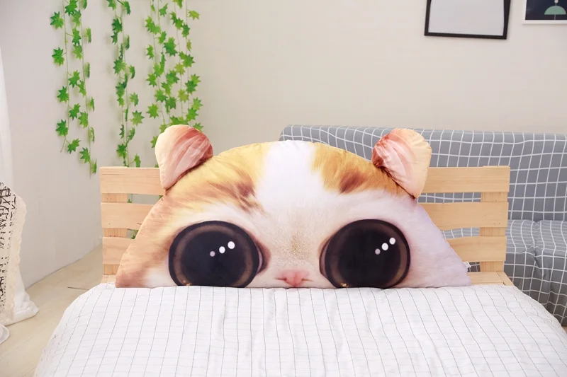 1pc Cute Bigeye Cat Bed Triangular Backrest Pillow Big Back Support Pillow Bedside Lumbar Chair/Cushion Lounger Reading Pillow