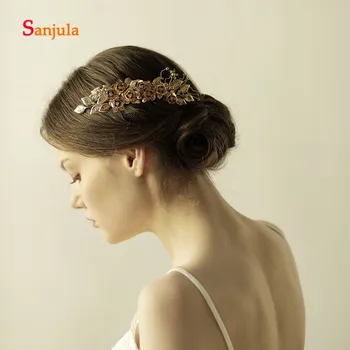 

Bride Headband Gold Rose Flower Sharp Vintage Baroque Style Wedding Hair Accessories for Women Hair Comb H57