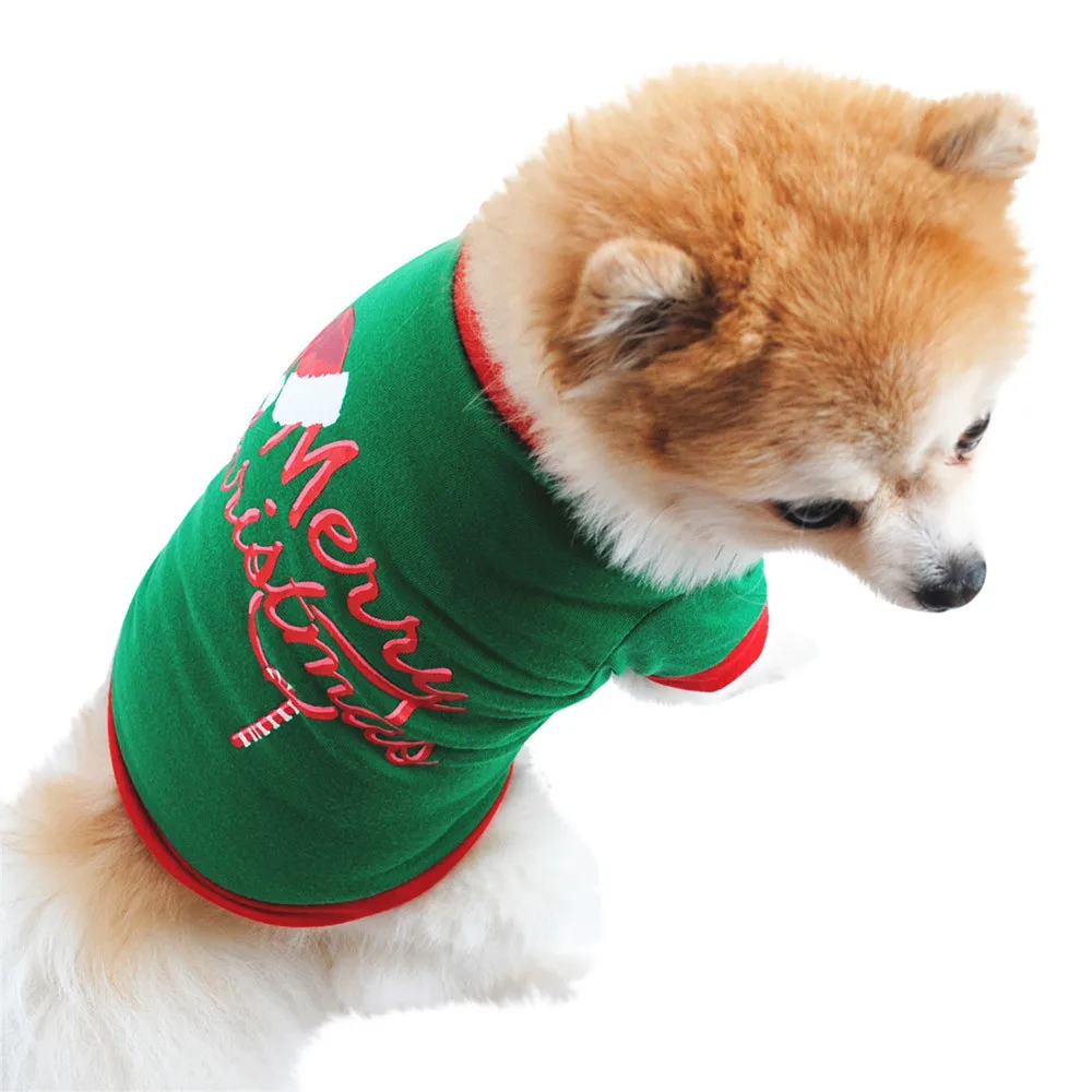 

Transer Pet Dog Clothes For Small Dogs Christmas Dog Clothing Polyester Green T shirt Puppy Costume Chihuahua 1.oct.13