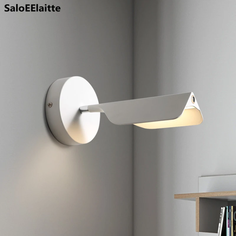 Nordic Painted Metal Leaf LED Wall Lamp Minimalism Rotatable Dimmable