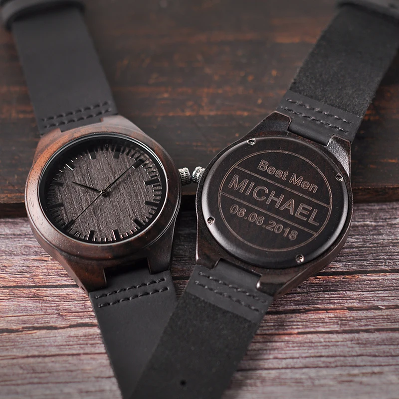 Personalized Wood Watches Engraved Watches Anniversary Gift Groomsmen Gift Family Present Father's Gift for Men