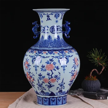 

Jingdezhen Ceramics Vase Antique Blue-and-white Large Flower Vase Hand Painting Blue and White Youligong Handmade Floor Vases
