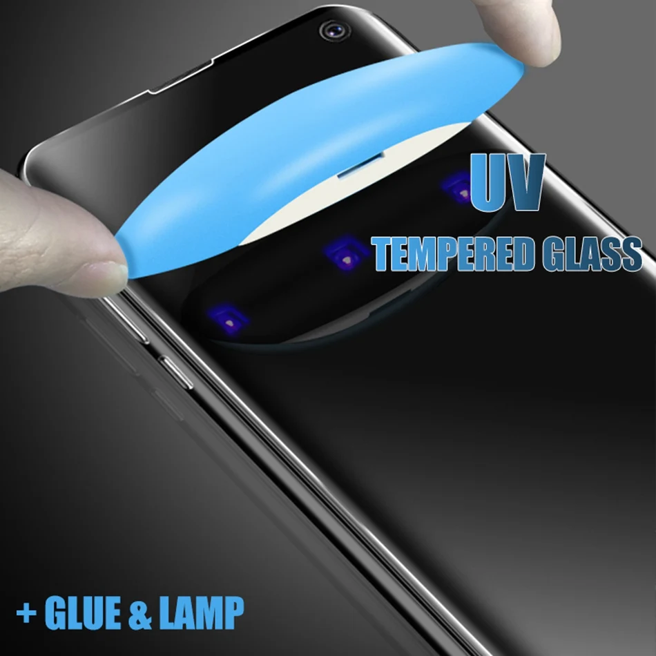 

UV Full Glue Screen Protector Film For Samsung Galaxy S10 Plus S10E S8 S9 Plus Full Cover Curved Tempered Glass with glue & lamp