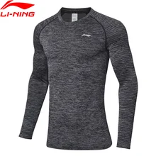 Li-Ning Мужская Беговая серия футболка с длинным рукавом, облегающая комфортная бесшовная нейлоновая полиэфирная подкладка, спортивные топы ATLP013 CJFM19