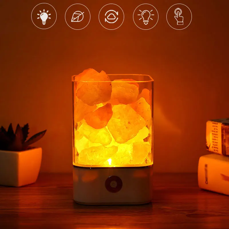 

Newest USB Night Light Himalayan Crystal Rock Salt Lamp Air Purifier Night Lights Home Office Decor @8