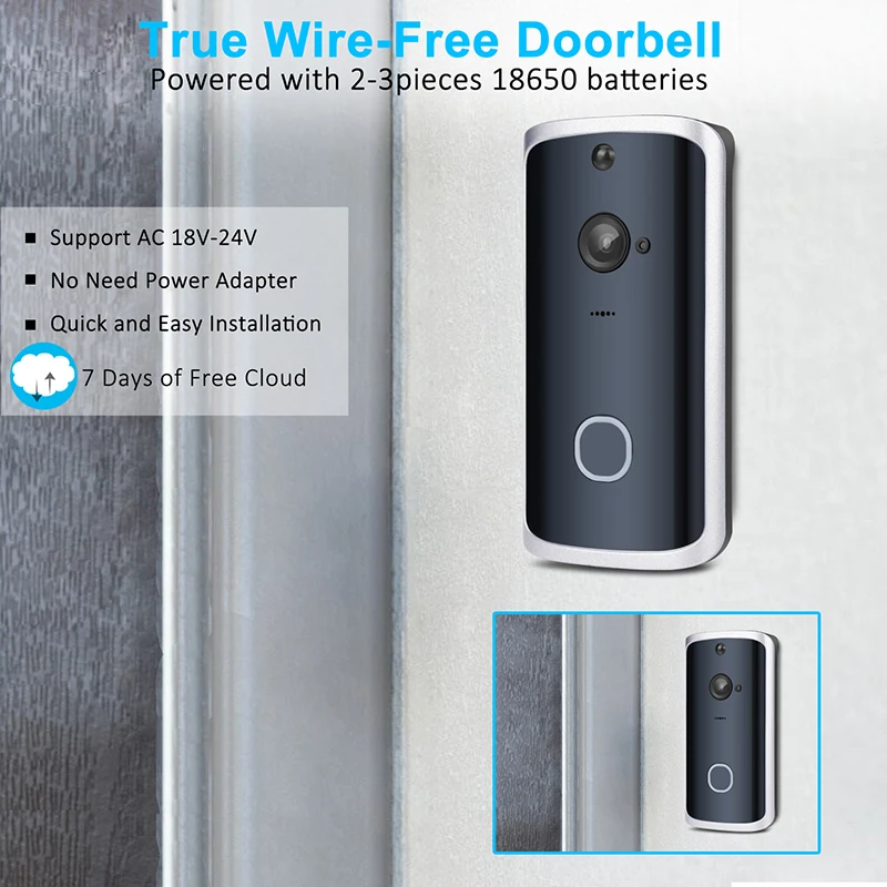 Умный видео голосовой дверной звонок, WiFi умный беспроводной дверной звонок домашняя камера безопасности видео в режиме реального времени