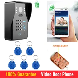 Беспроводной Wi Fi видео телефон двери дверные звонки домофон Поддержка Пароль ID Card Remote Contorl разблокированный смартфон управление