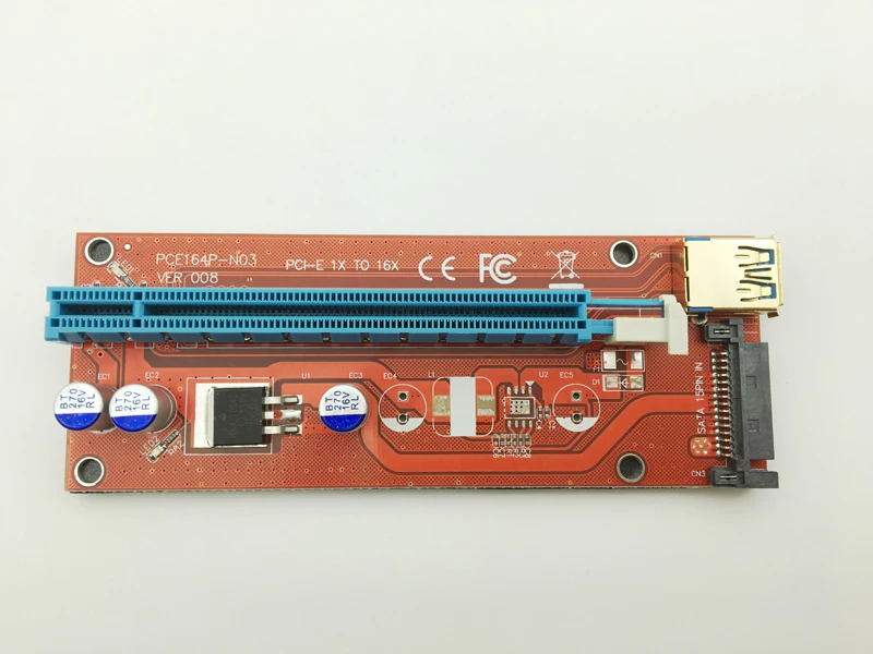 Riser Red Ver008 0 6m Led Pci E 1x To 16x Riser Card Pci Express Adapter Golden Usb 3 0 Sata Power For Btc Antminer Miner Mining Pci Express Usb 3 0 Pci Expresssata Adapter Pci