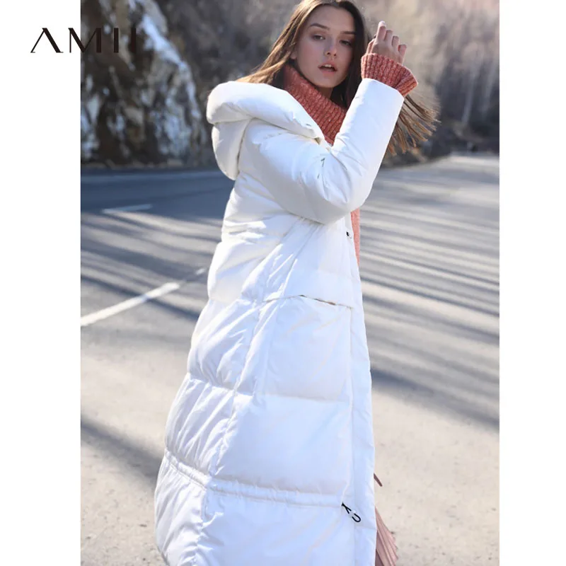 Épais Casual Down Duvet D'hiver Amii Solide De Étanche 90 Long 2018 Canard Blanc Coat White Femmes Minimaliste À Poche Capuche Veste xIzCWwvqza