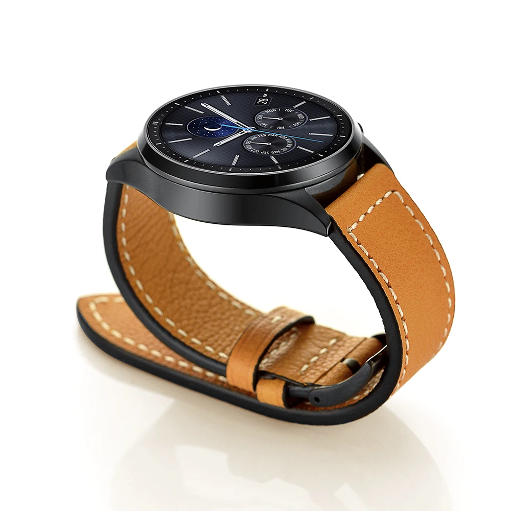 Ремешок из натуральной кожи для Samsung Gear S3 Zenwatch 2/1 Huami AMAZFIT Moto 360 2nd Ticwatch 1 22 мм|Ремешки