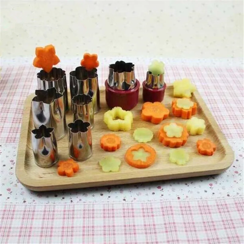 Image 8PCS DIY Flower Cookie bread carrot Dough stainless steel cutters Cake fondant Pastry Chocolate candy dessert fruit Baking Tools