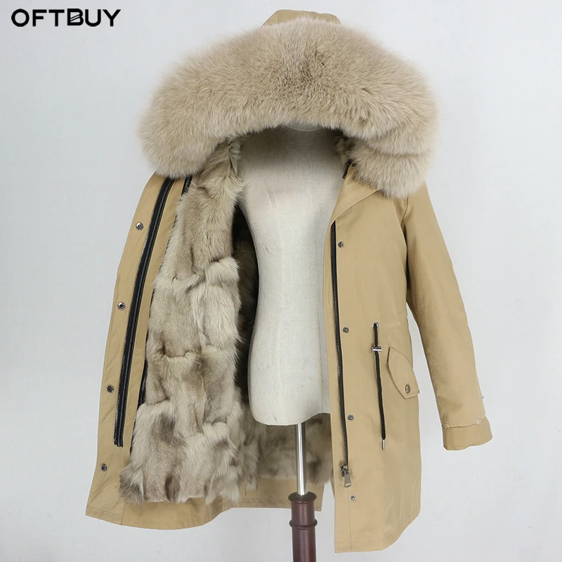 

OFTBUY 2019 Waterproof Coat Real Fur Long Parka Winter Jacket Women Natural Fox Fur Detachable Thick Warm Outerwear Streetwear