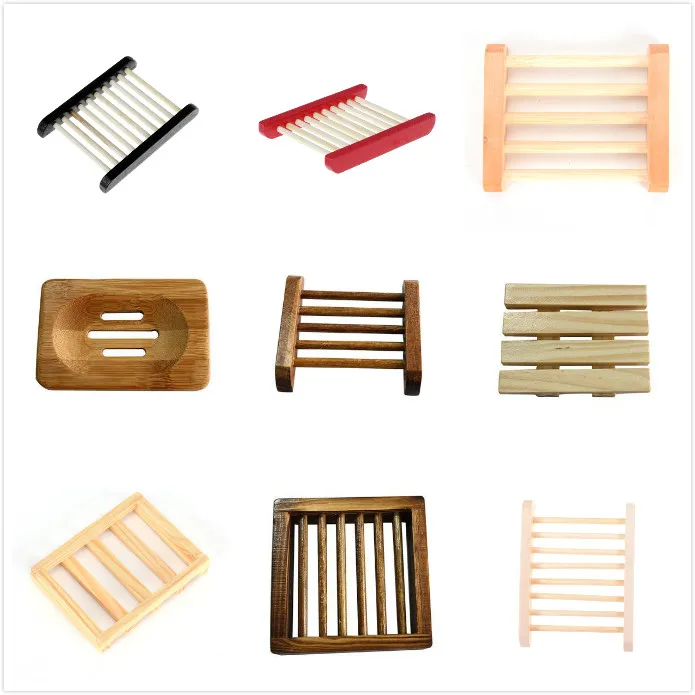 

New 9 Styles Wooden Natural Bamboo Soap Dish Tray Holder Storage Soap Rack Plate Box Container for Bath Shower Plate Bathroom