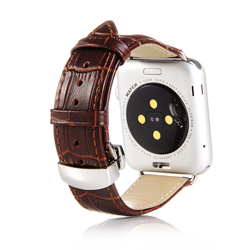 LPWHH крокодиловой кожи для Apple Watch полосы 42 мм 38 часы Apple серии 4 3 2 1 металлической пряжкой ремешок наручные часы