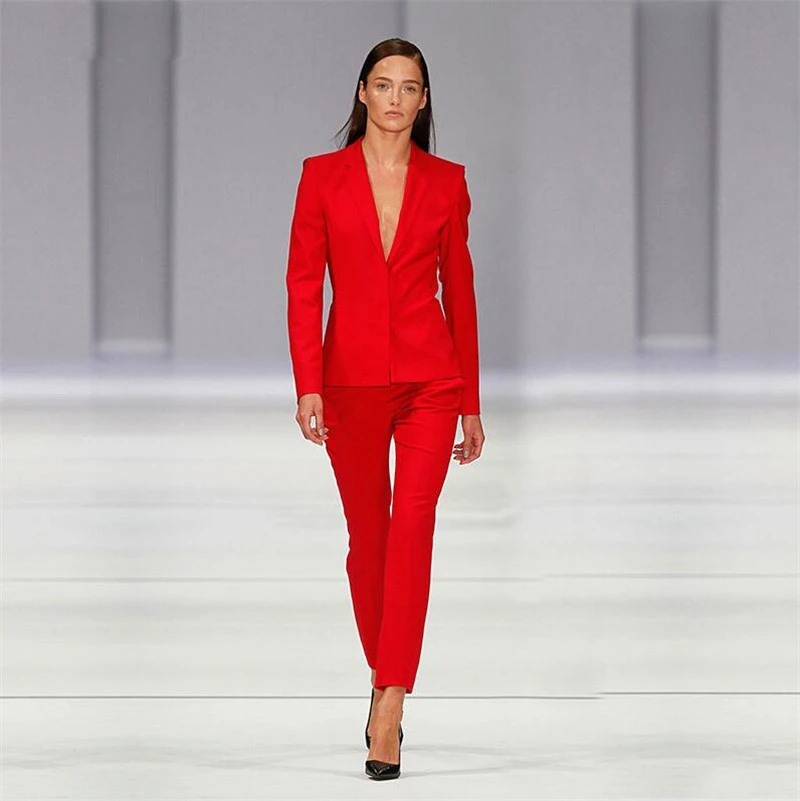 women's red business suits