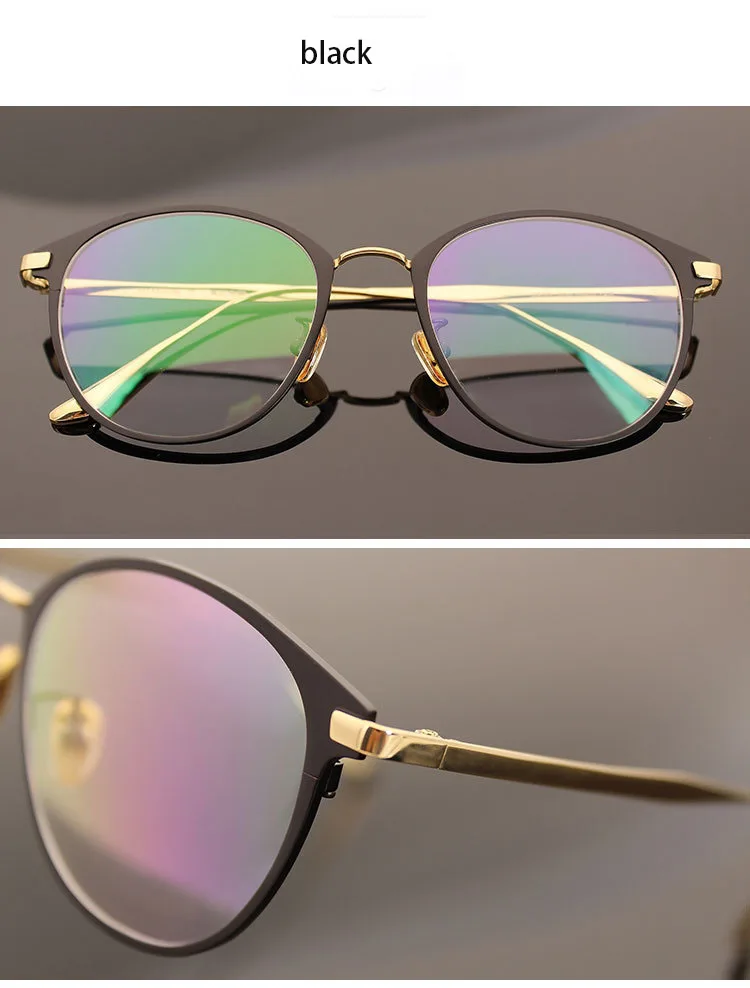 EOOUOOE чистые титановые круглые женские оптические очки, женские очки по рецепту, очки Oculos De Grau, очки с оправой для близорукости - Цвет оправы: Черный