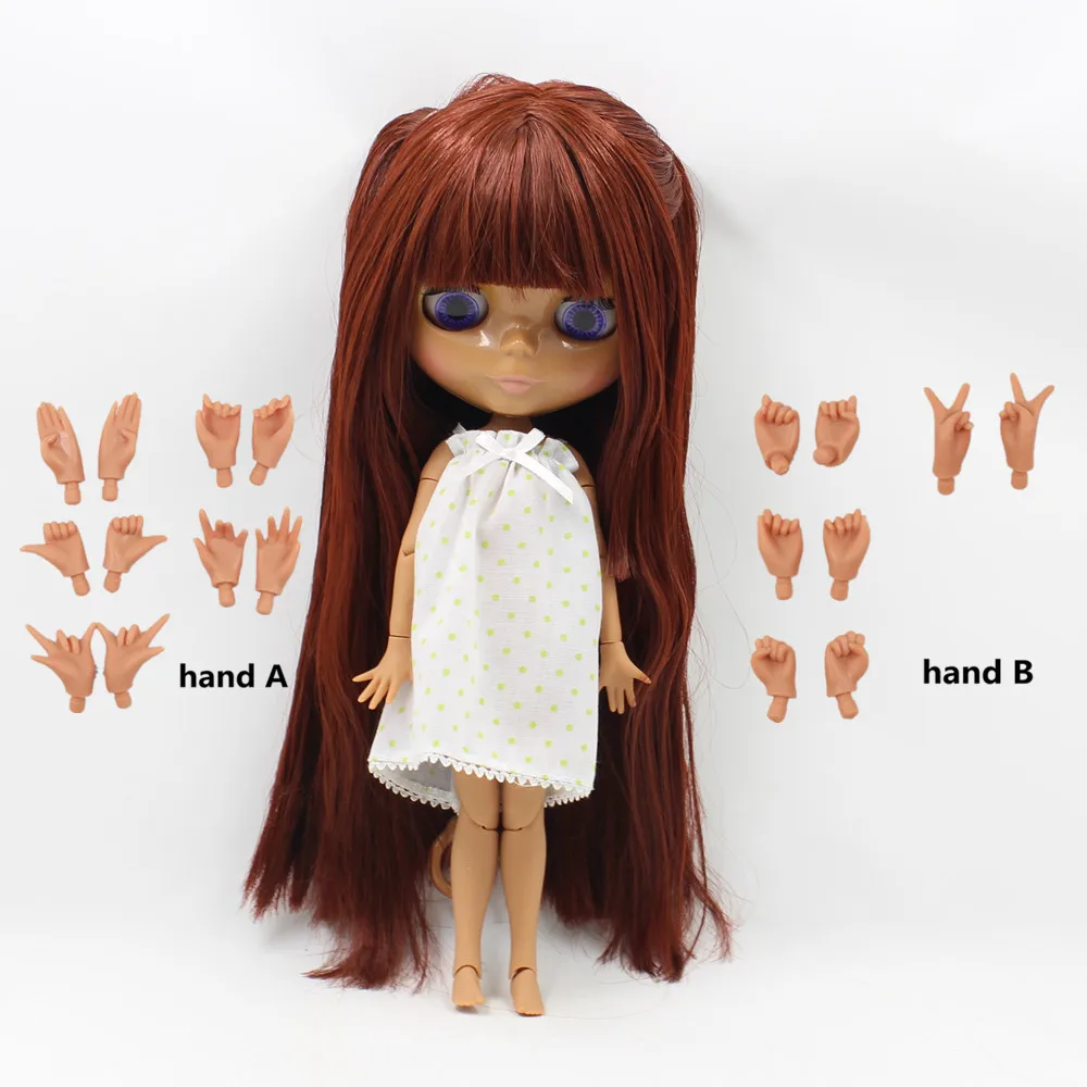 

300BL0362 DARK skin big breast joint body brown hair long straight hair with bangs/fringes toy gift