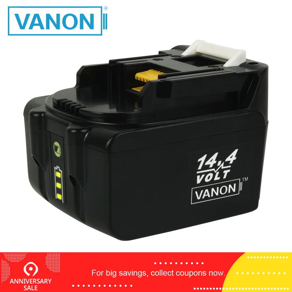 VANON For Makita BL1430B 14.4V 4000mAh Li-ion Rechargeable Bateria with LED 4.0Ah Power Tools Replacement Battery BL1430 BL1415
VANON For Makita BL1430B 14.4V 4000mAh Li-ion Rechargeable Bateria with LED 4.0Ah Power Tools Replacement Battery BL1430 BL1415