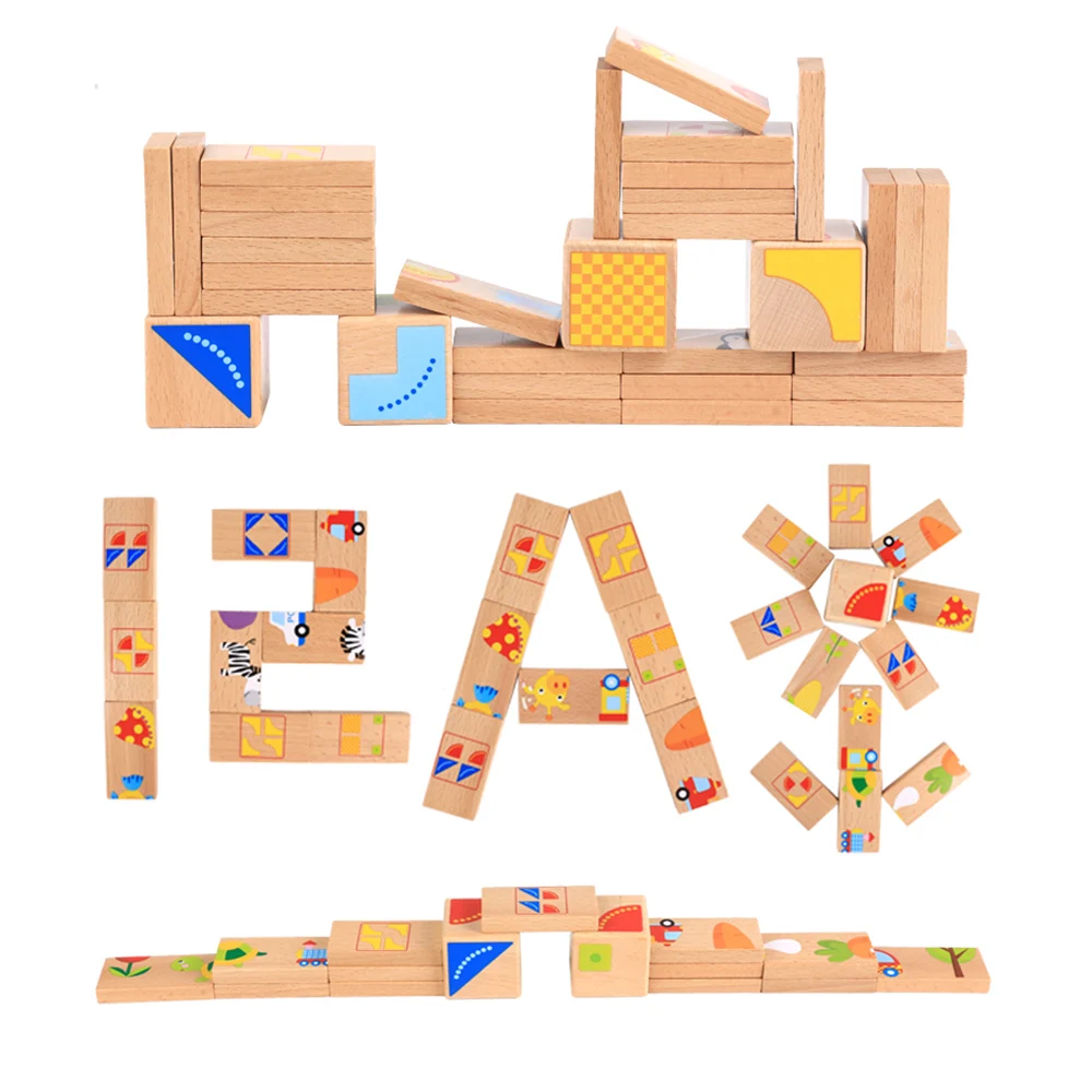 32 Pcs/set Wooden Dominoes Block Cartoon Animal Colored Boys and Girls Classic Multi-functional Education Learning Sorting Toys | Игрушки и