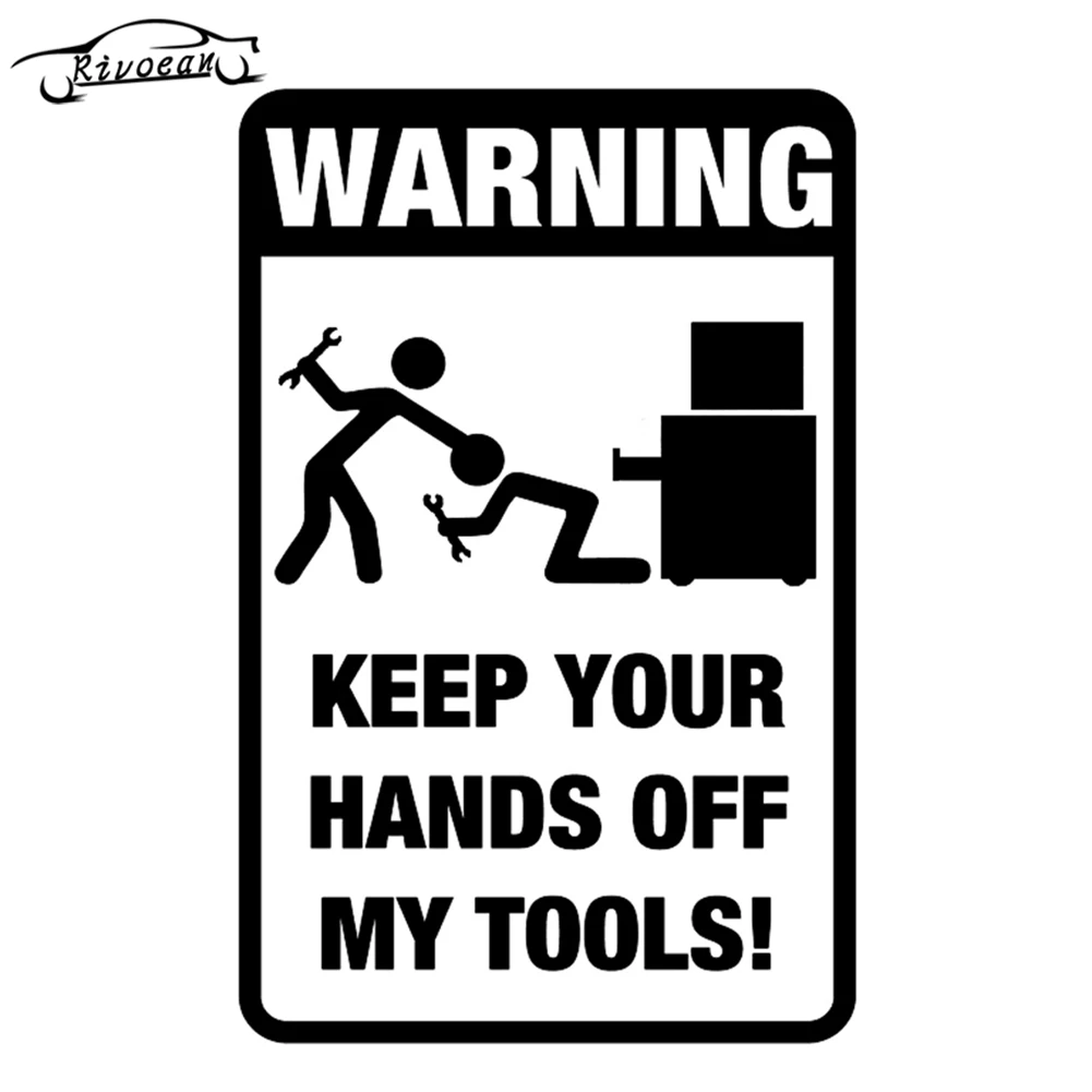 

11.8CM18.3CM Tool Box Warning Sticker Funny Prank Graphic Car Sticker Black/Silver Vinyl Decoration Graphic