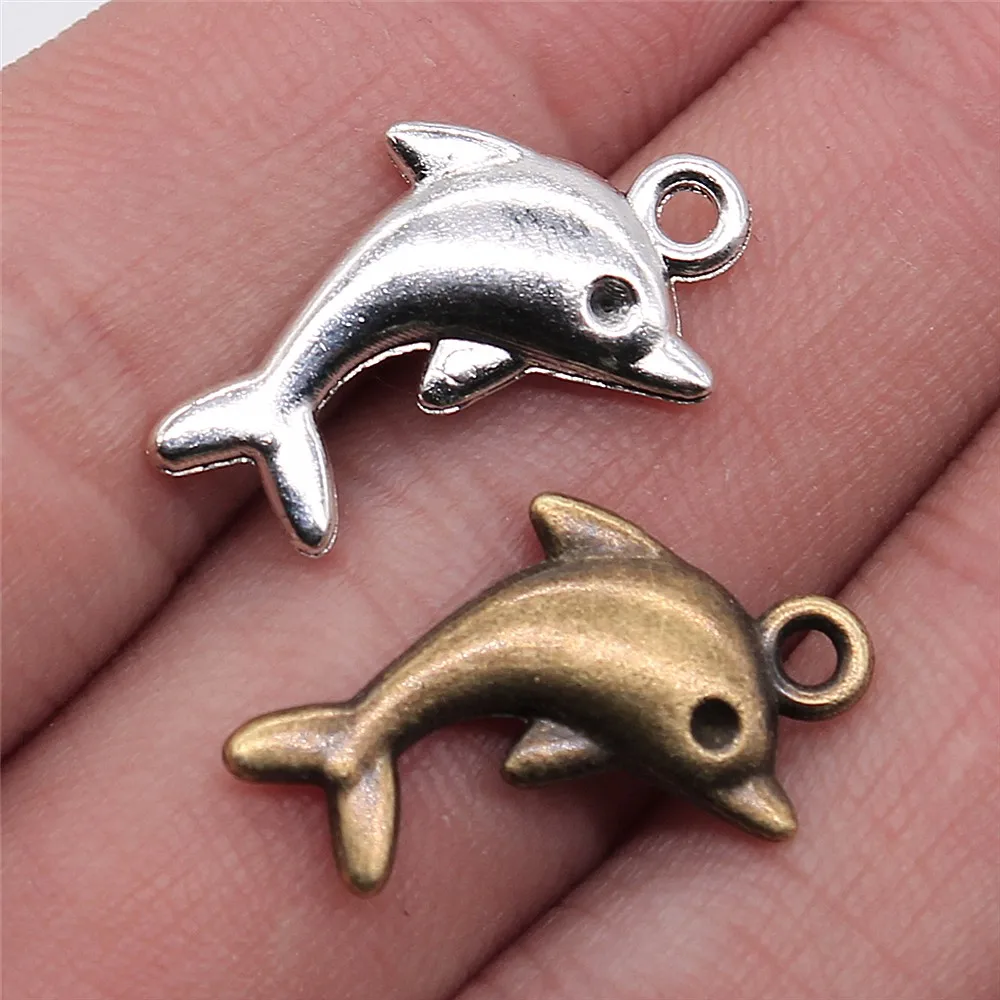 Lot of 10Pcs Silver Double Dolphin Charms Pendant Jewelry Making Findings 3D