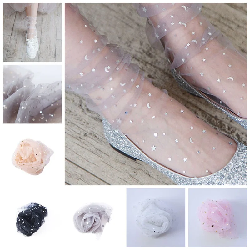 Уникальный дизайн блестящих носков с блестками и звездами женские прозрачные короткие женские носки в стиле хараджуку современные креативные тонкие блестящие носки