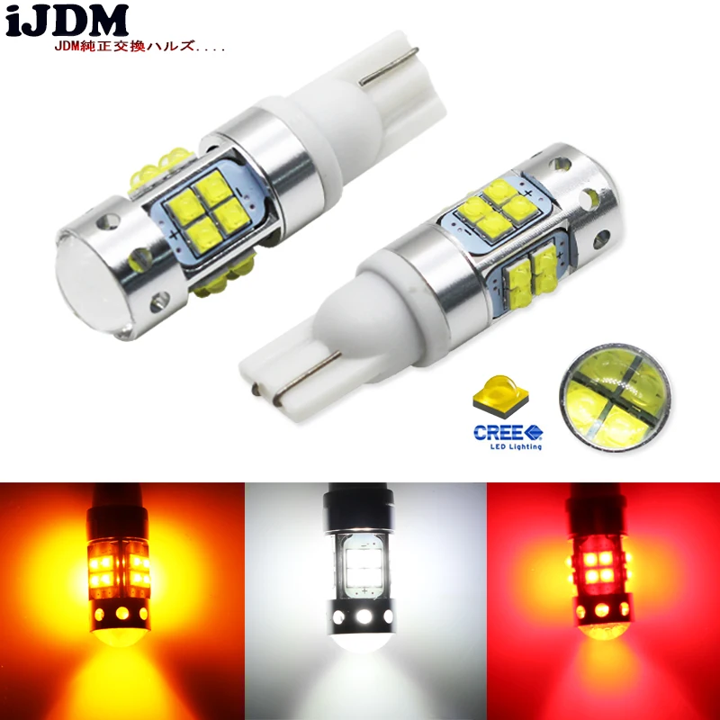 

iJDM Auto T10 led Bulb 912 921 T15 168 W5W LED For Reverse Lights Parking Lights Turn Signal Light,6000k White Yellow Red 12V