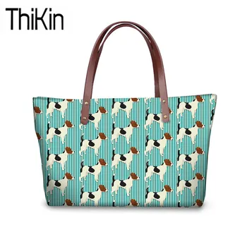 

THIKIN Travel Beach Bags for Women Jack Russell Terrier Printing Handbags Teenagers Shoulder Book Bag Females Top-Handle Bags