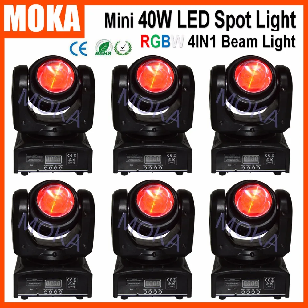 

6 Pcs/lot 4 IN1 3 Degree 40W Mini LED Head Moving Beam Light DJ LED Display Power Consumption 55W Stage Professional Lighting