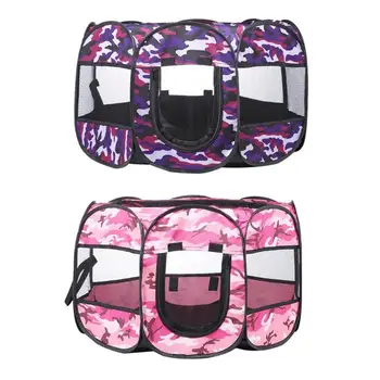 

Portable Folding Pet Tent Dog House Cage Dog Cat Tent Playpen Puppy Kennel Easy Operation Octagonal Fence Outdoor Supplies New