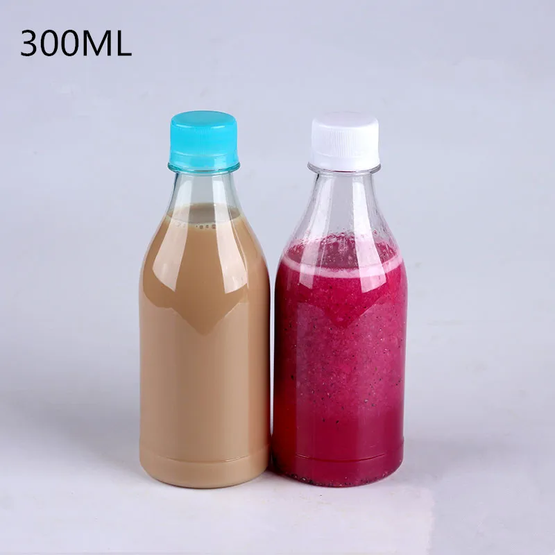 

30PCS/set 300ML PET Round Transparent mineral water bottle Empty juice bottle plastic Packaging container with Anti-theft cover