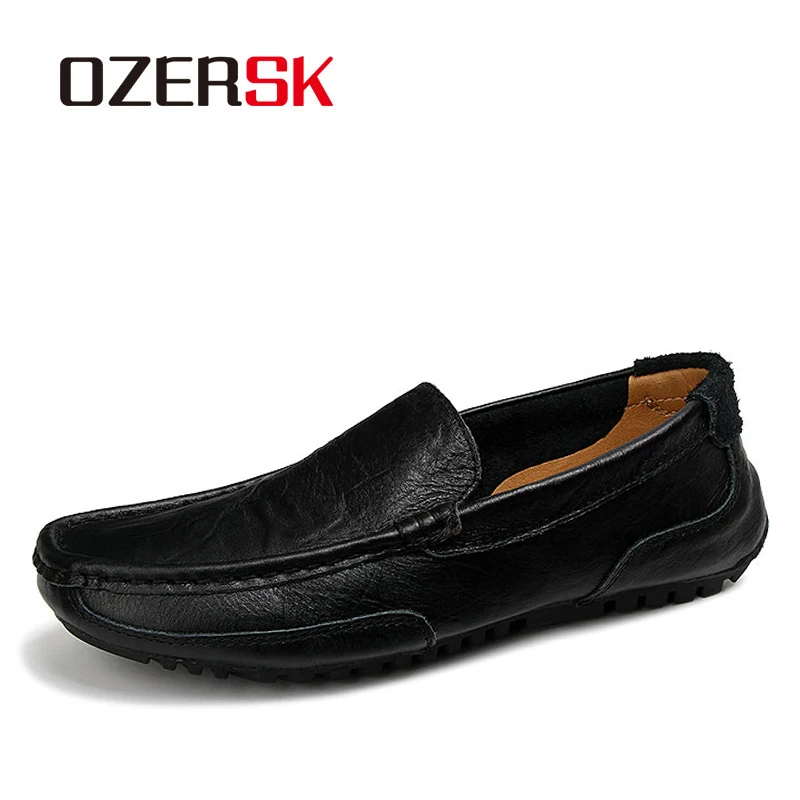 

OZERSK Casual Driving Shoes Men Genuine Leather Loafers Men Shoes Summer Soft Loafers Luxury Brand Flats Shoes Men Chaussure